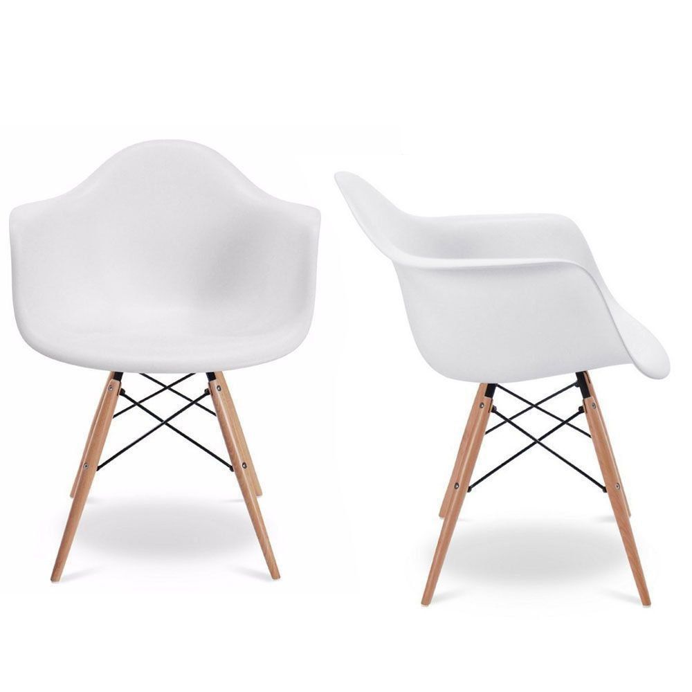 Kit 02 Cadeiras Melbourne Eiffel Charles Eames Base Madeira - Branca - D'Rossi