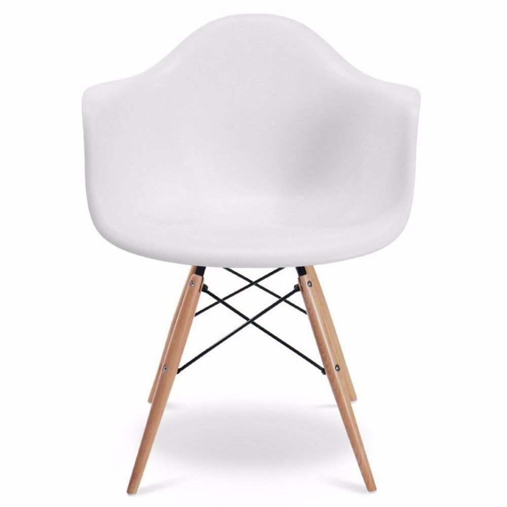 Kit 02 Cadeiras Melbourne Eiffel Charles Eames Base Madeira - Branca - D'Rossi