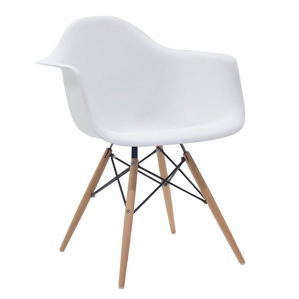 Kit 02 Cadeiras Melbourne Eiffel Charles Eames Base Madeira - Branca - D'Rossi