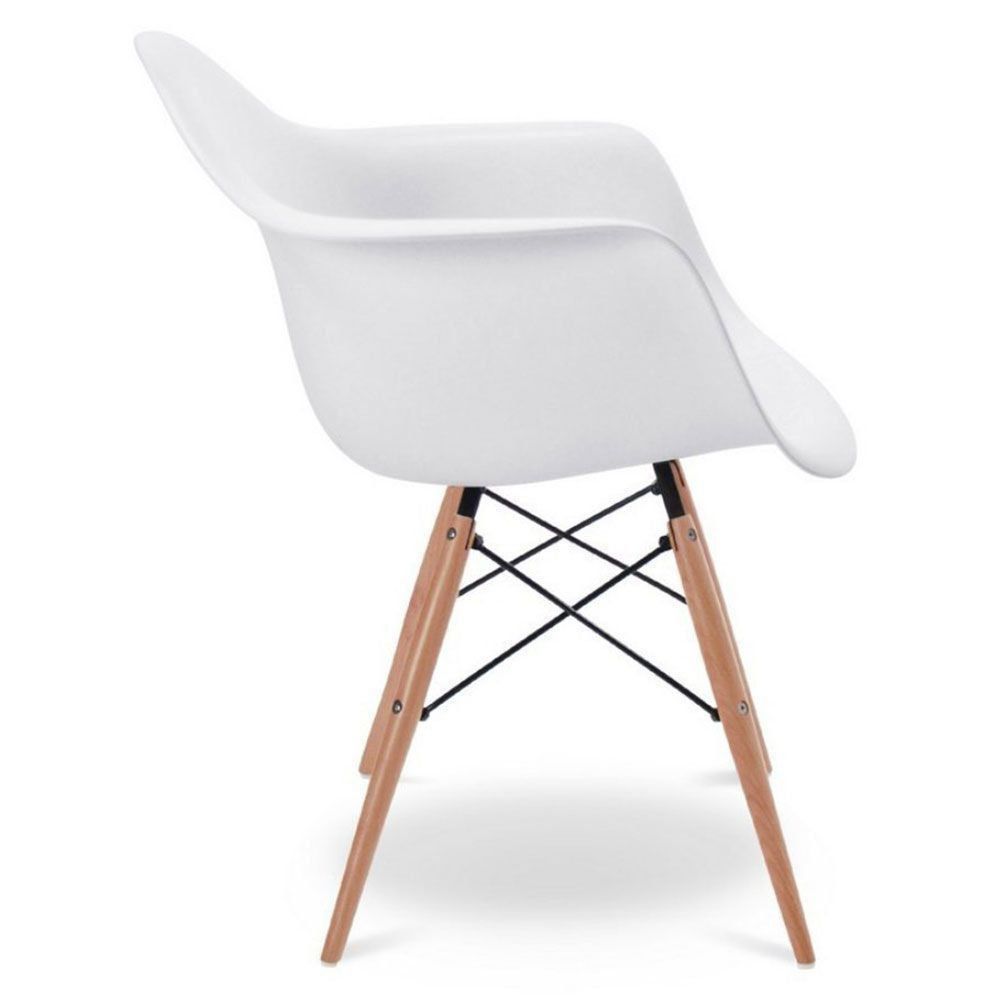 Kit 02 Cadeiras Melbourne Eiffel Charles Eames Base Madeira - Branca - D'Rossi