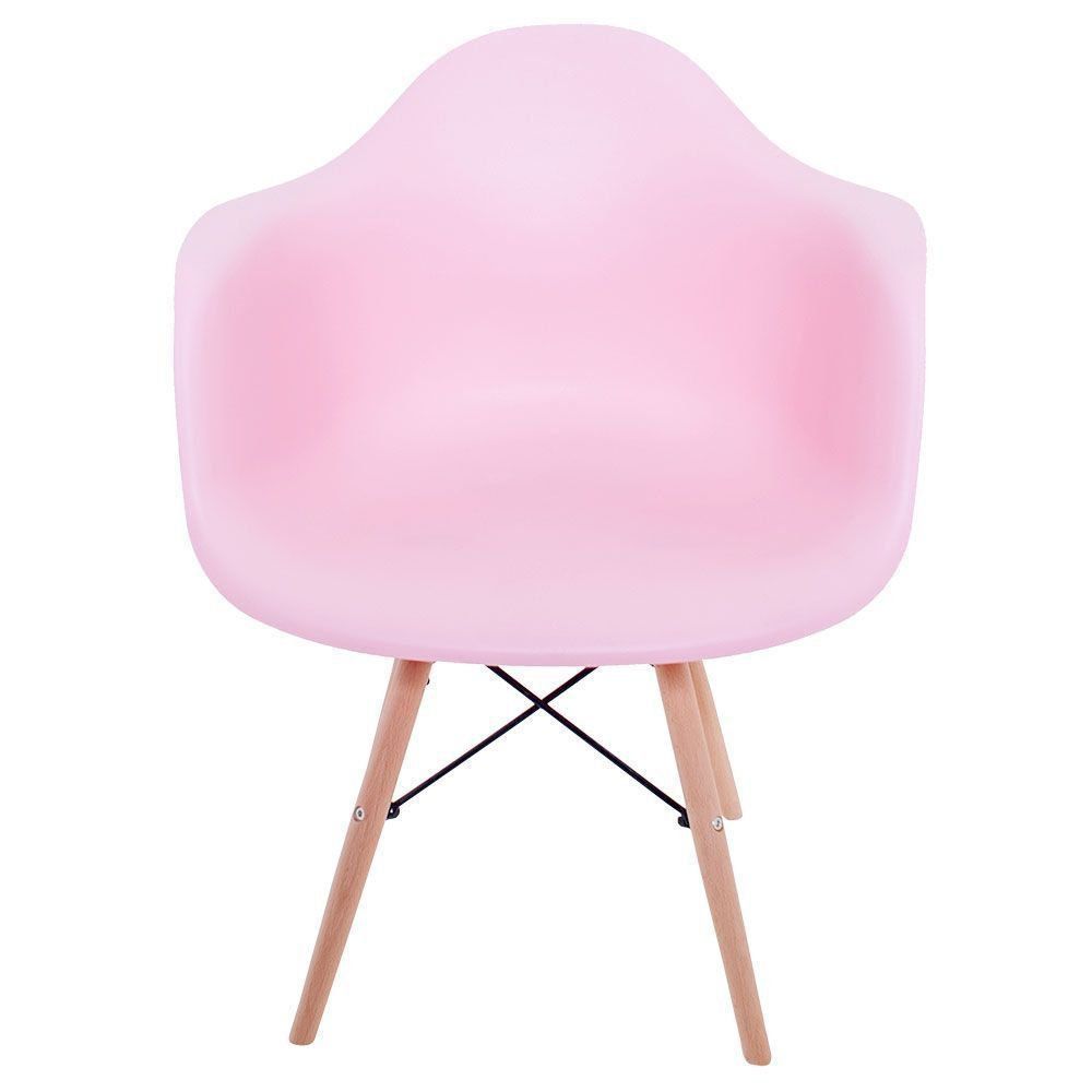 Kit 02 Cadeiras Melbourne Eiffel Charles Eames Base Madeira - Rosa - D'Rossi