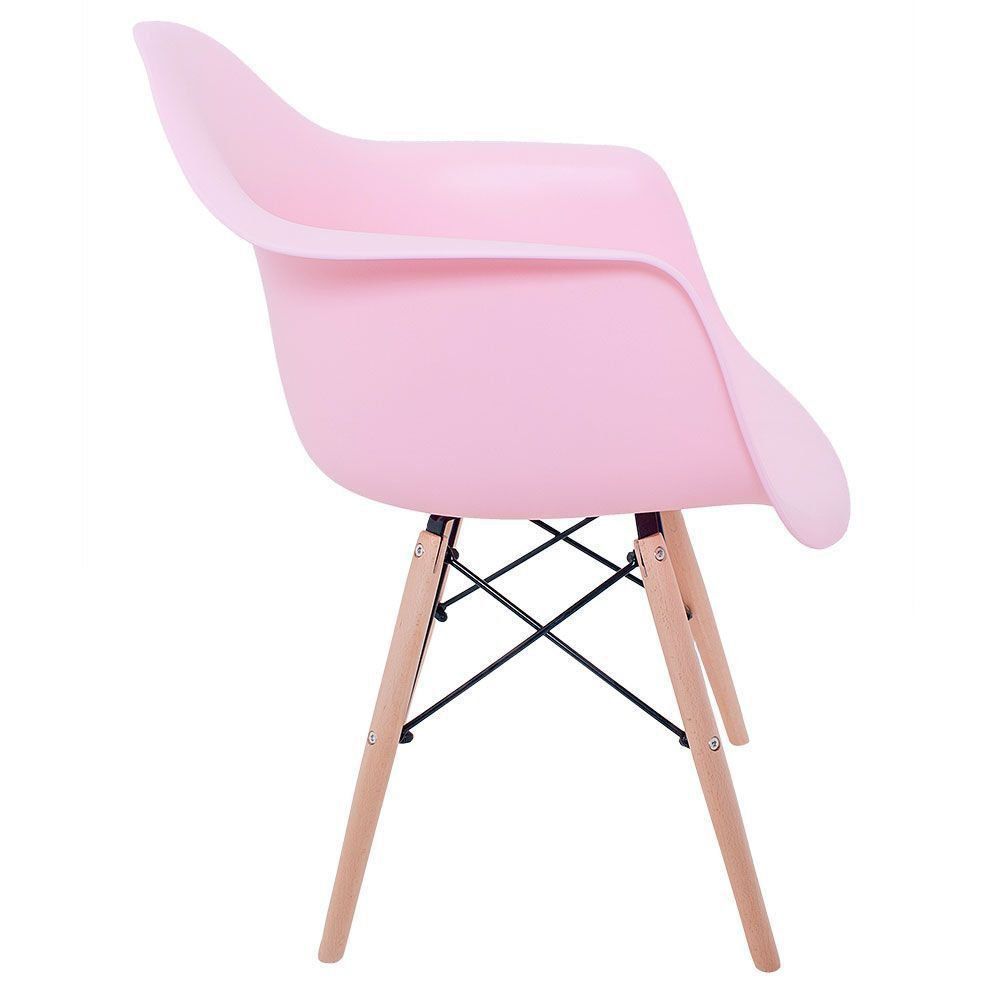 Kit 02 Cadeiras Melbourne Eiffel Charles Eames Base Madeira - Rosa - D'Rossi