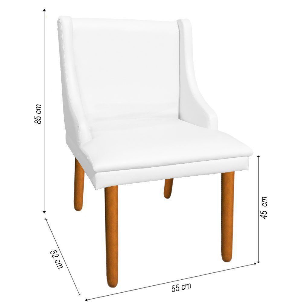 Kit 02 Cadeiras de Jantar Liz Corino Branco Pés Palito Castanho - D'Rossi
