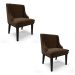 Kit 02 Cadeiras de Jantar Liz Suede Marrom Base Fixa Madeira Preto - D'Rossi