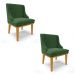 Kit 02 Cadeiras de Jantar Liz Suede Verde Base Fixa Madeira Castanho - D'Rossi