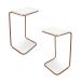 Kit 02 Mesas Lateral Tampo Branco Multiuso para Sofá Base Bronze D'Rossi