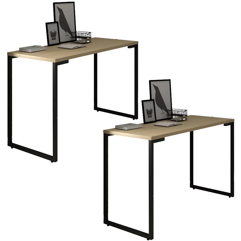 Kit 02 Mesas Para Computador Escrivaninha Porto Natura 120 cm - D'Rossi