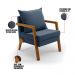 Kit 02 Poltronas Alice Suede Azul Marinho Base de Madeira - D'Rossi