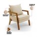 Kit 02 Poltronas Alice Suede Bege Base de Madeira - D'Rossi