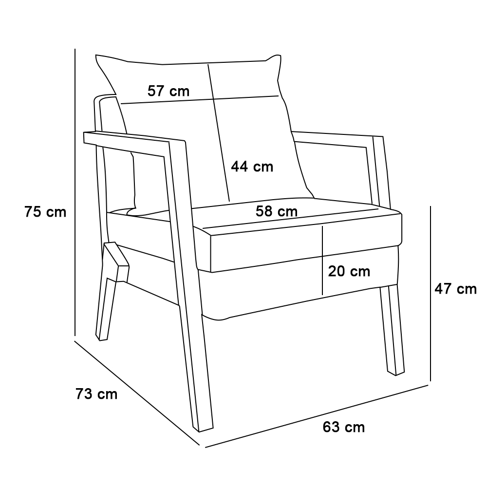 Kit 02 Poltronas Alice Suede Bege Base de Madeira - D'Rossi