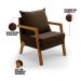 Kit 02 Poltronas Alice Suede Marrom Base de Madeira - D'Rossi