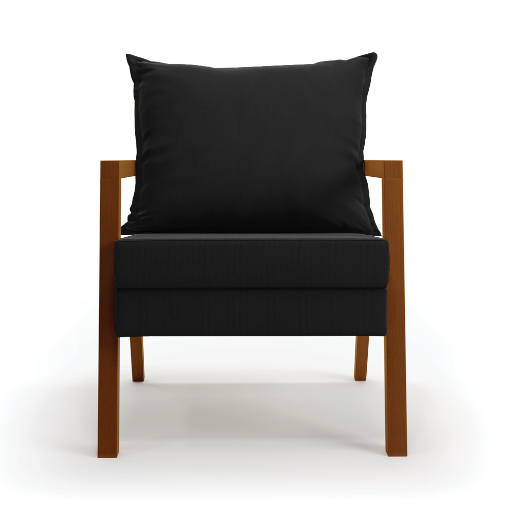 Kit 02 Poltronas Alice Suede Preto Base de Madeira - D'Rossi