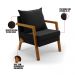Kit 02 Poltronas Alice Suede Preto Base de Madeira - D'Rossi