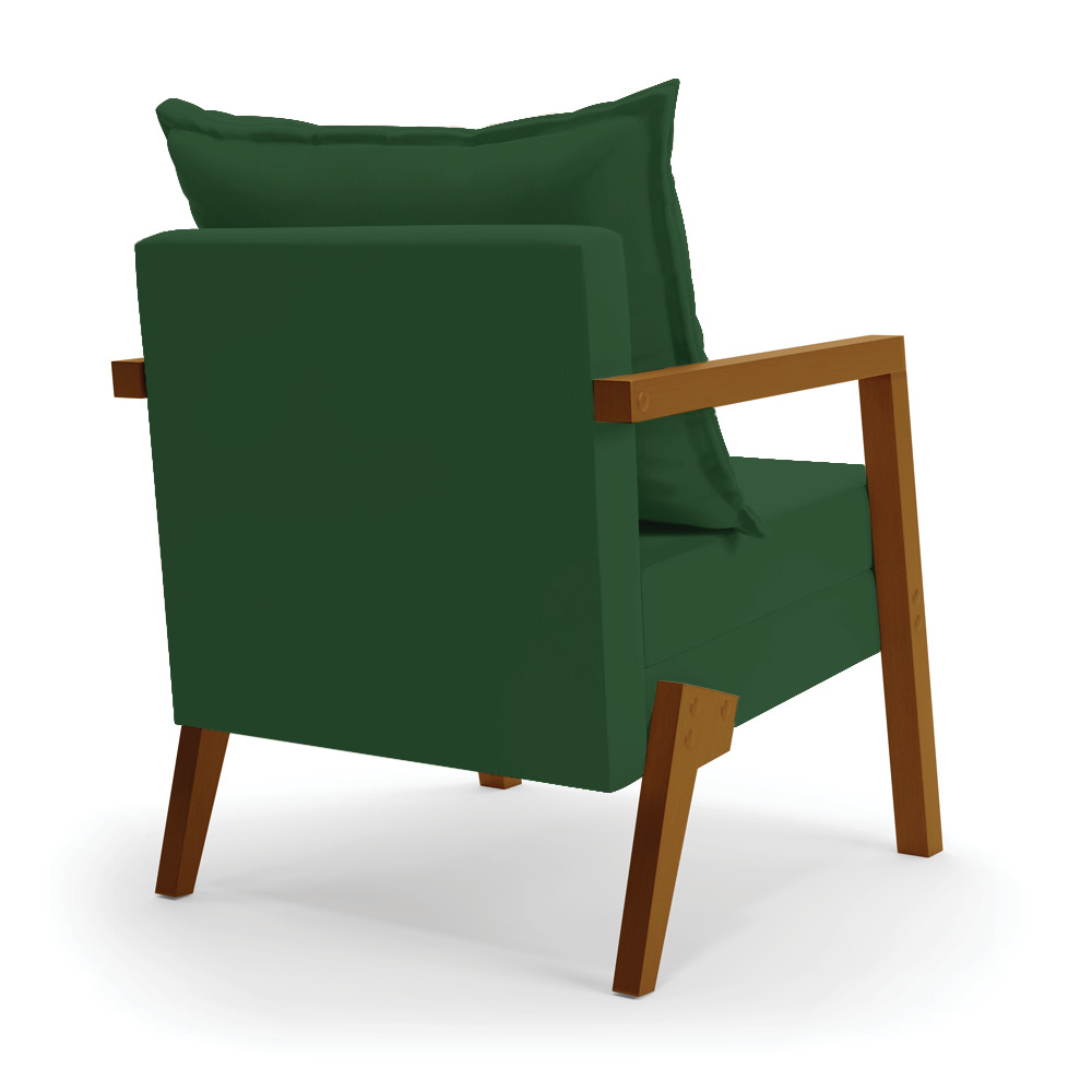 Kit 02 Poltronas Alice Veludo Verde Base de Madeira - D'Rossi