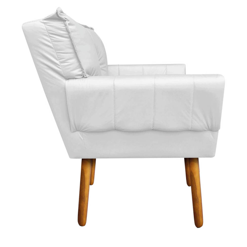 Kit 02 Poltronas Anitta Corino Branco Pés Palito Castanho D'Rossi