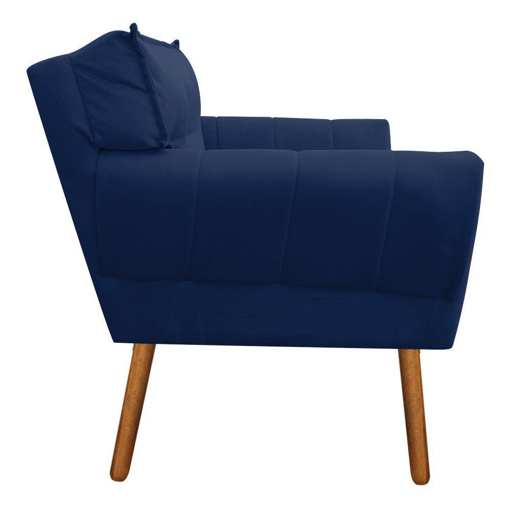 Kit 02 Poltronas Anitta Suede Azul Marinho com Strass Pés Palito Castanho D'Rossi