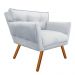 Kit 02 Poltronas Anitta Suede Cinza Pés Palito Castanho D'Rossi