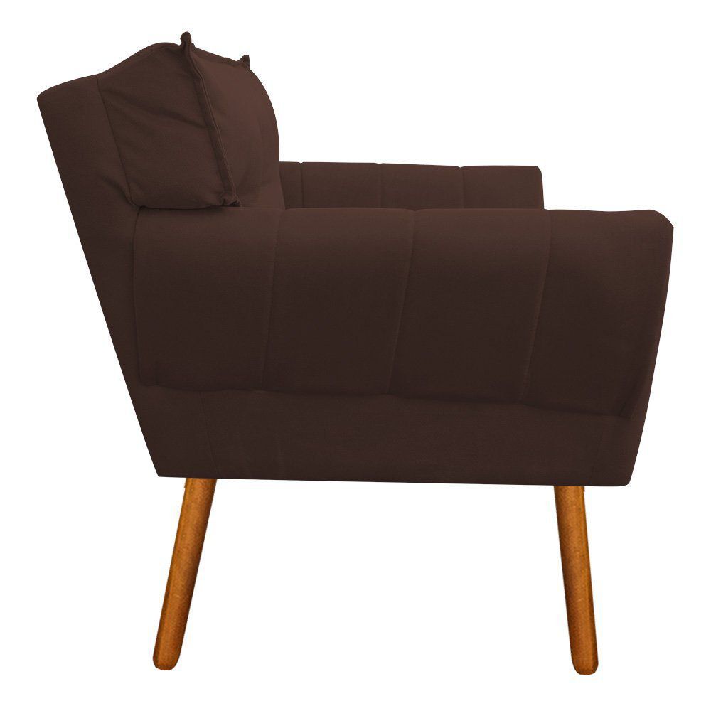 Kit 02 Poltronas Anitta Suede Marrom Pés Palito Castanho D'Rossi