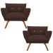 Kit 02 Poltronas Anitta Suede Marrom com Strass Pés Palito Castanho D'Rossi