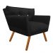 Kit 02 Poltronas Anitta Suede Preto com Strass Pés Palito Castanho D'Rossi