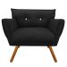 Kit 02 Poltronas Anitta Suede Preto com Strass Pés Palito Castanho D'Rossi