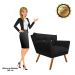 Kit 02 Poltronas Anitta Suede Preto com Strass Pés Palito Castanho D'Rossi