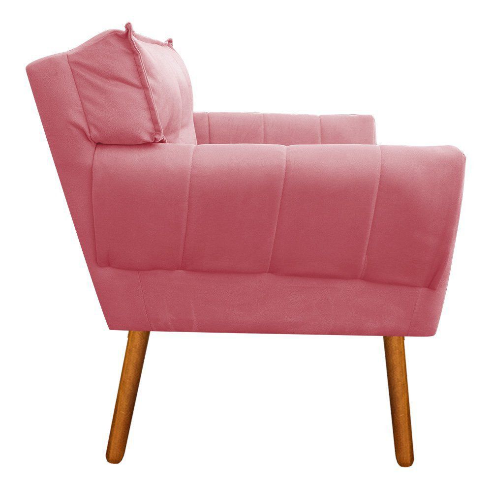 Kit 02 Poltronas Anitta Suede Rose Pés Palito Castanho D'Rossi
