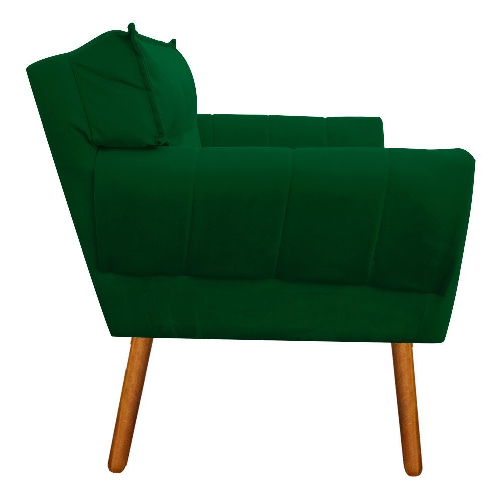 Kit 02 Poltronas Anitta Suede Verde com Strass Pés Palito Castanho D'Rossi