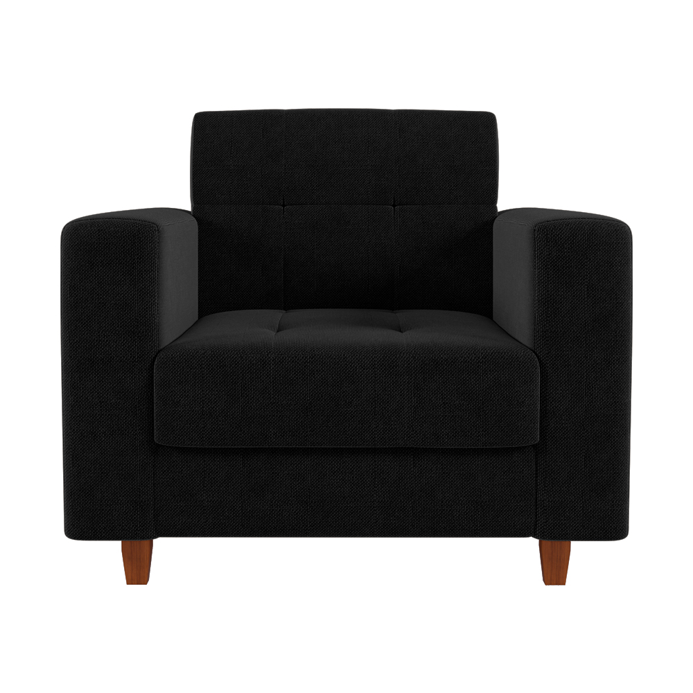 Kit 02 Poltronas Arezzo Linho Preto A79 Pés Chanfrado Castanho - D'Rossi