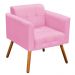 Kit 02 Poltronas Elisa Suede Rosa Bebê Pés Palito Castanho D'Rossi