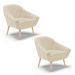 Kit 02 Poltronas Giovana Linho Areia A27 Pés Palito Natural - D'Rossi