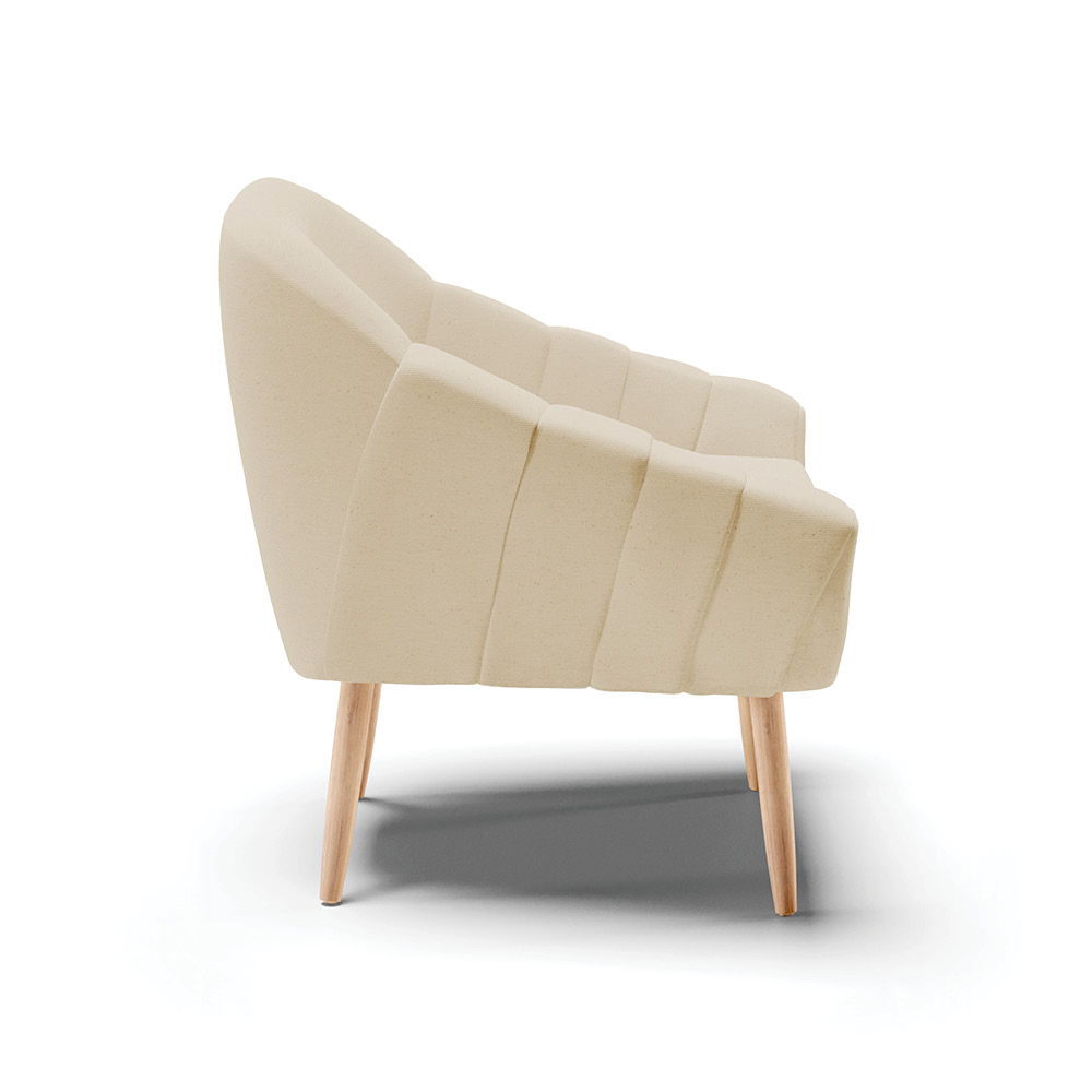 Kit 02 Poltronas Giovana Linho Areia A27 Pés Palito Natural - D'Rossi