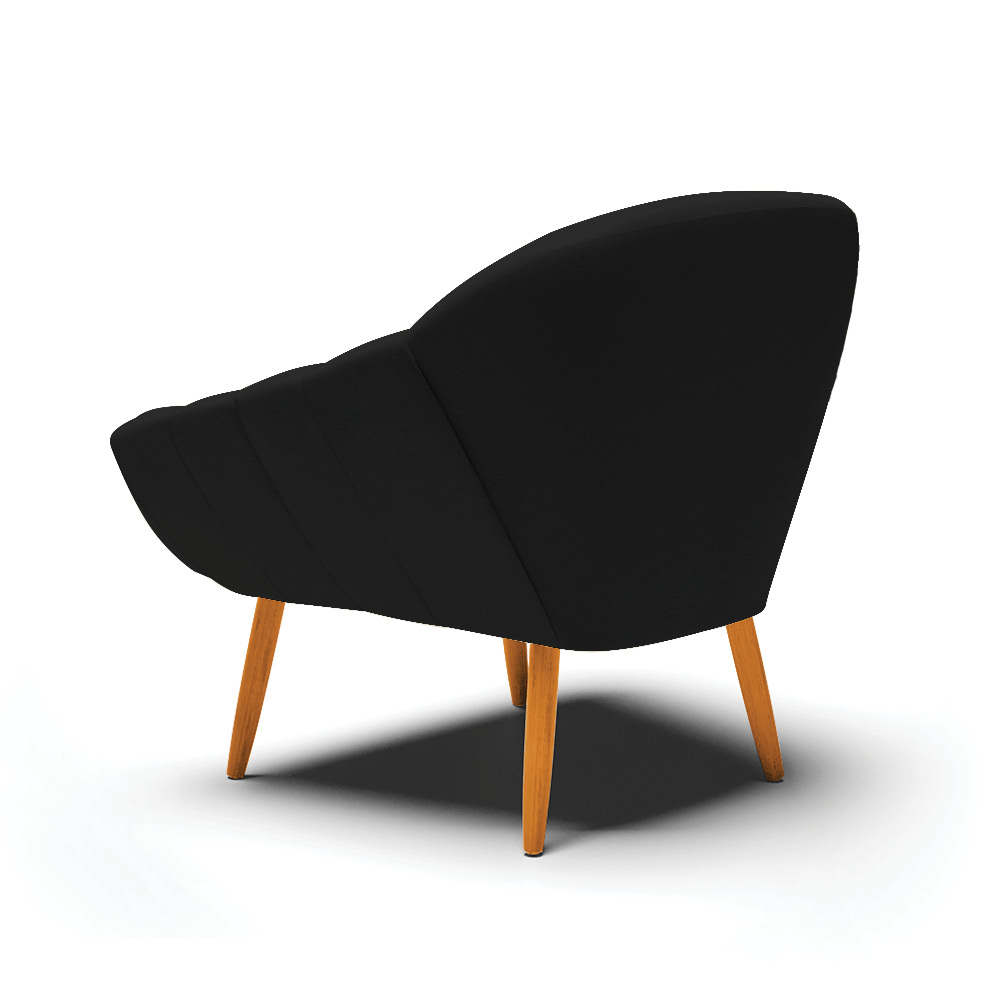 Kit 02 Poltronas Giovana Linho Preto A79 Pés Palito Castanho - D'Rossi