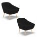 Kit 02 Poltronas Giovana Linho Preto A79 Pés Palito Natural - D'Rossi