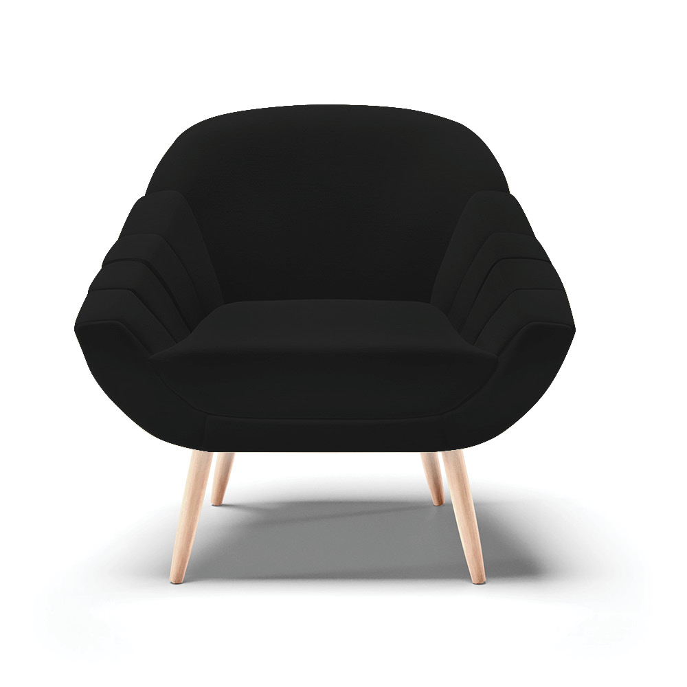 Kit 02 Poltronas Giovana Linho Preto A79 Pés Palito Natural - D'Rossi