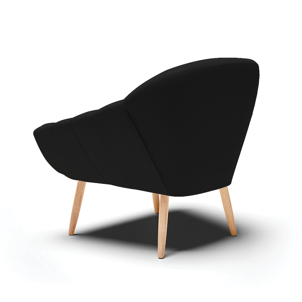 Kit 02 Poltronas Giovana Linho Preto A79 Pés Palito Natural - D'Rossi