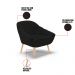 Kit 02 Poltronas Giovana Linho Preto A79 Pés Palito Natural - D'Rossi