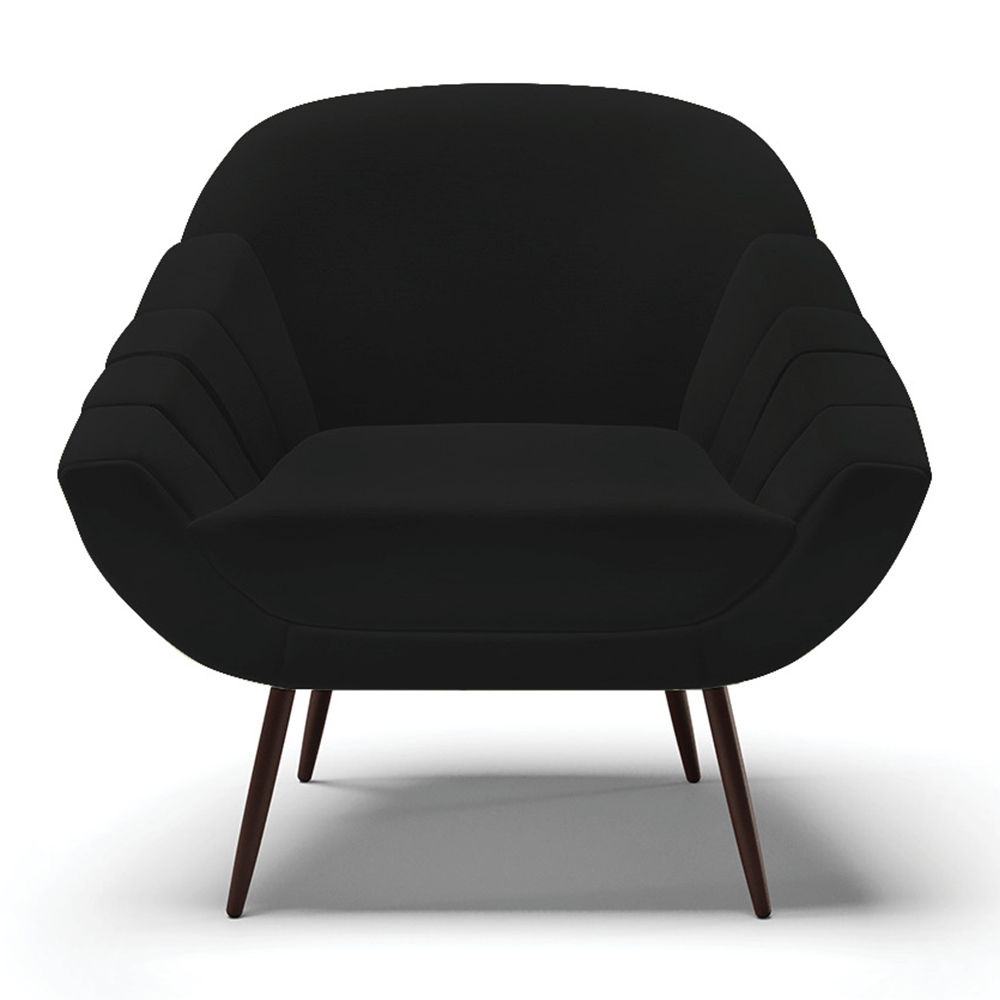Kit 02 Poltronas Giovana Linho Preto A79 Pés Palito de Ferro - D'Rossi