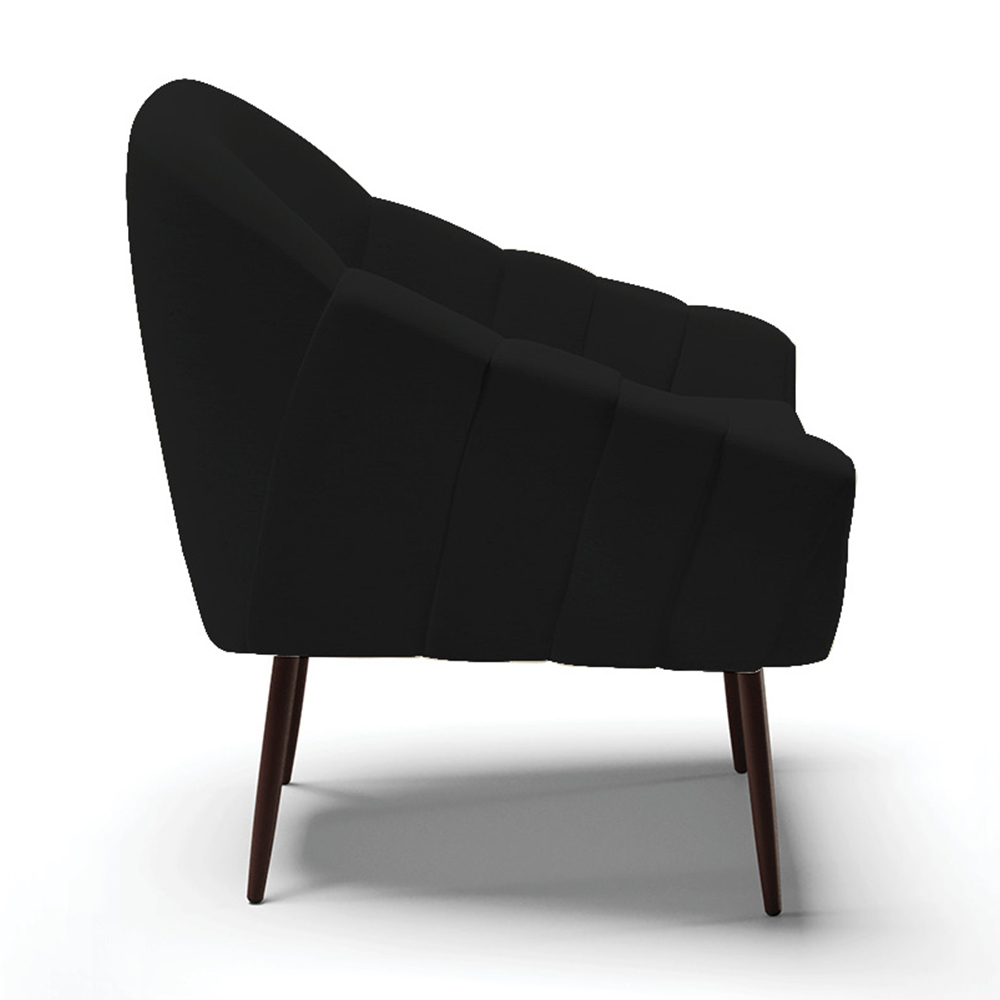 Kit 02 Poltronas Giovana Linho Preto A79 Pés Palito de Ferro - D'Rossi