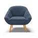 Kit 02 Poltronas Giovana Suede Azul Marinho Pés Palito Castanho - D'Rossi
