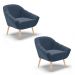 Kit 02 Poltronas Giovana Suede Azul Marinho Pés Palito Natural - D'Rossi
