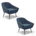 Kit 02 Poltronas Giovana Suede Azul Marinho Pés Palito de Ferro - D'Rossi