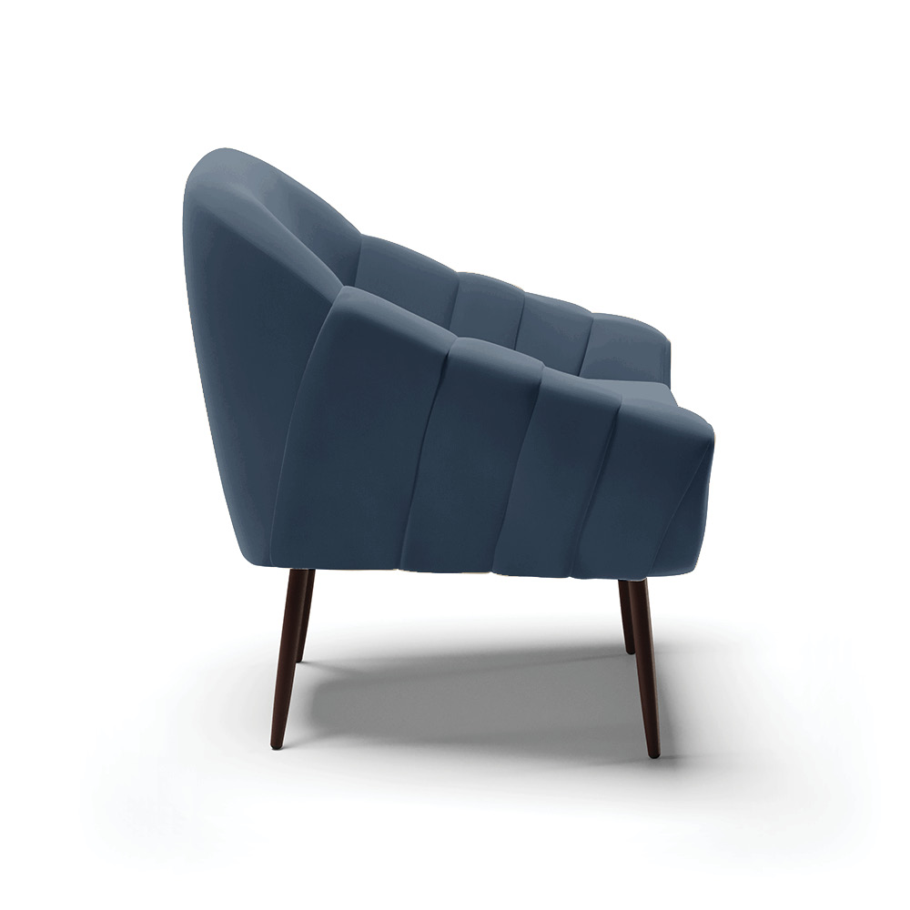 Kit 02 Poltronas Giovana Suede Azul Marinho Pés Palito de Ferro - D'Rossi