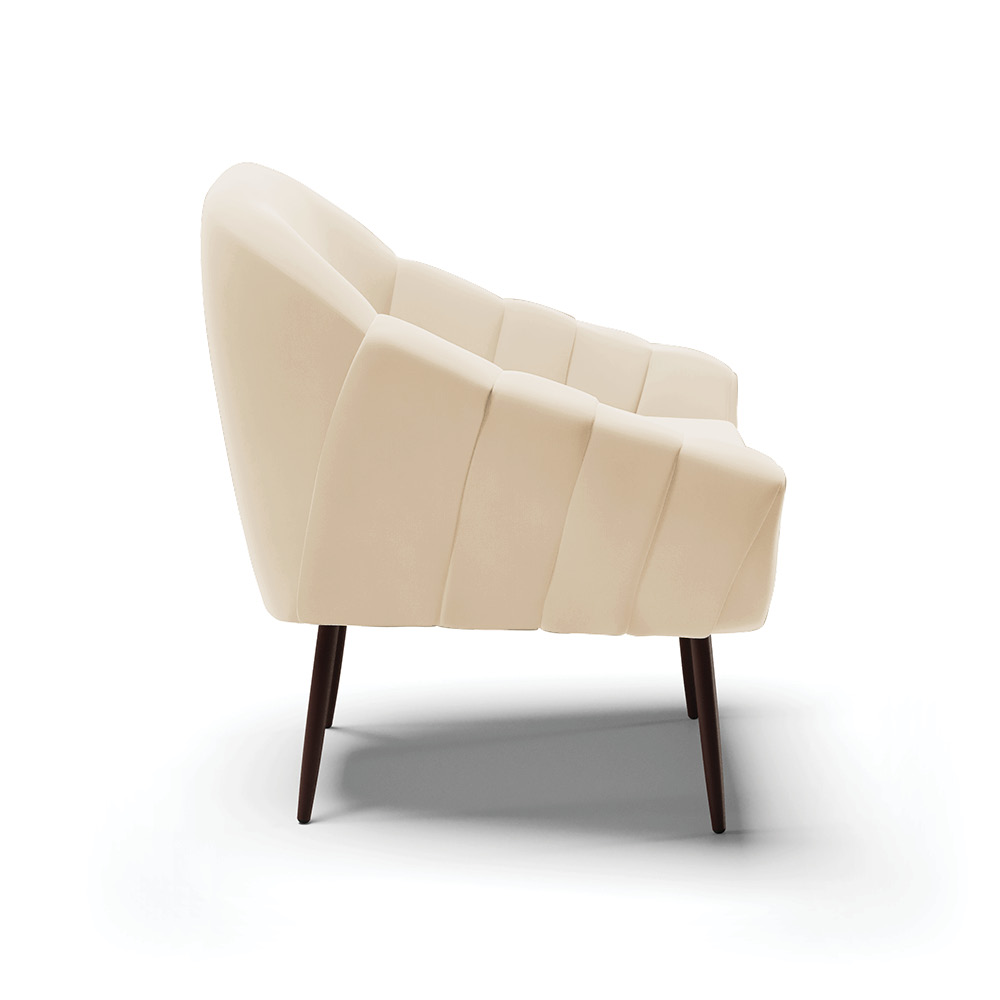 Kit 02 Poltronas Giovana Suede Bege Pés Palito de Ferro - D'Rossi