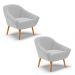 Kit 02 Poltronas Giovana Suede Cinza Pés Palito Castanho - D'Rossi