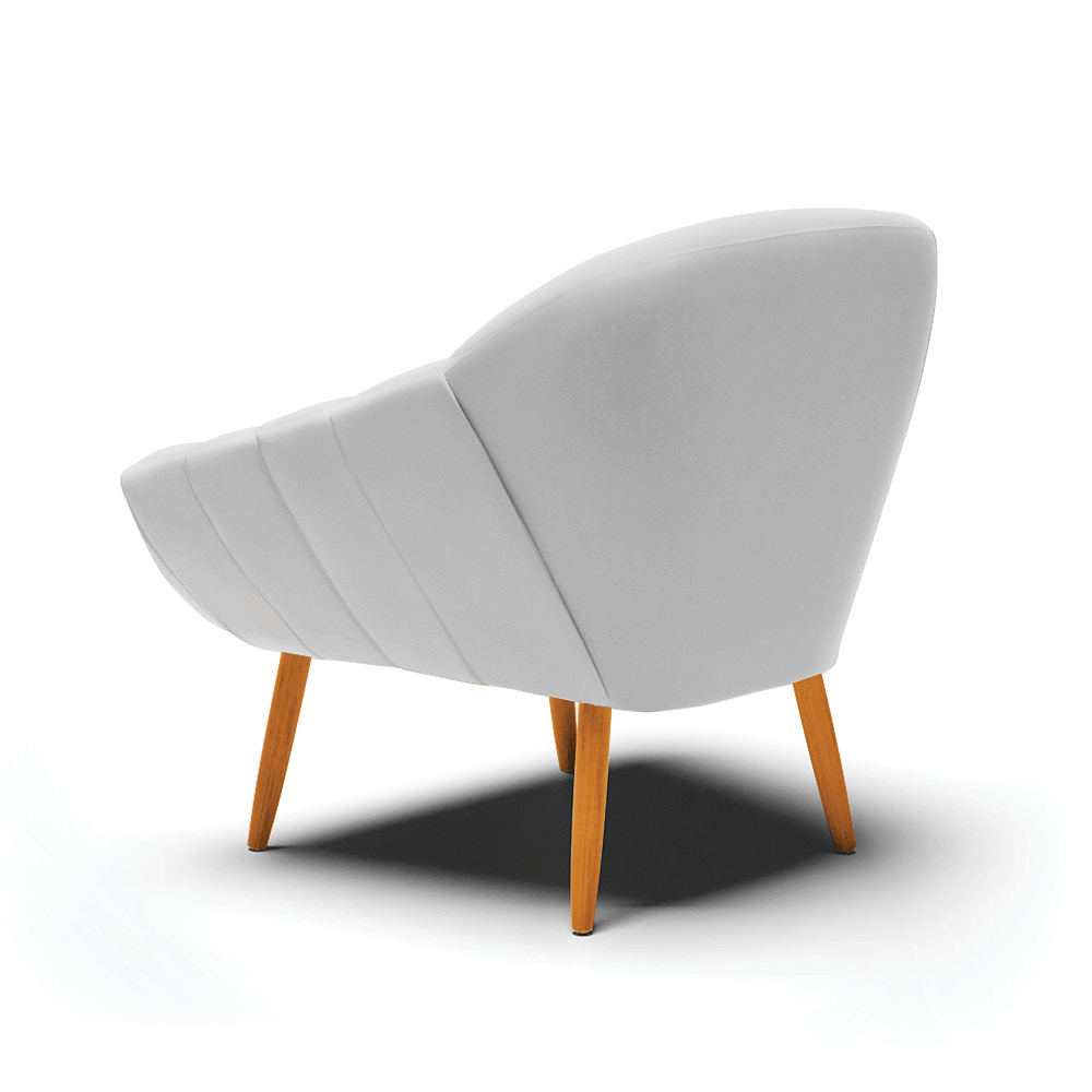Kit 02 Poltronas Giovana Suede Cinza Pés Palito Castanho - D'Rossi