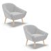 Kit 02 Poltronas Giovana Suede Cinza Pés Palito Natural - D'Rossi