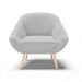 Kit 02 Poltronas Giovana Suede Cinza Pés Palito Natural - D'Rossi