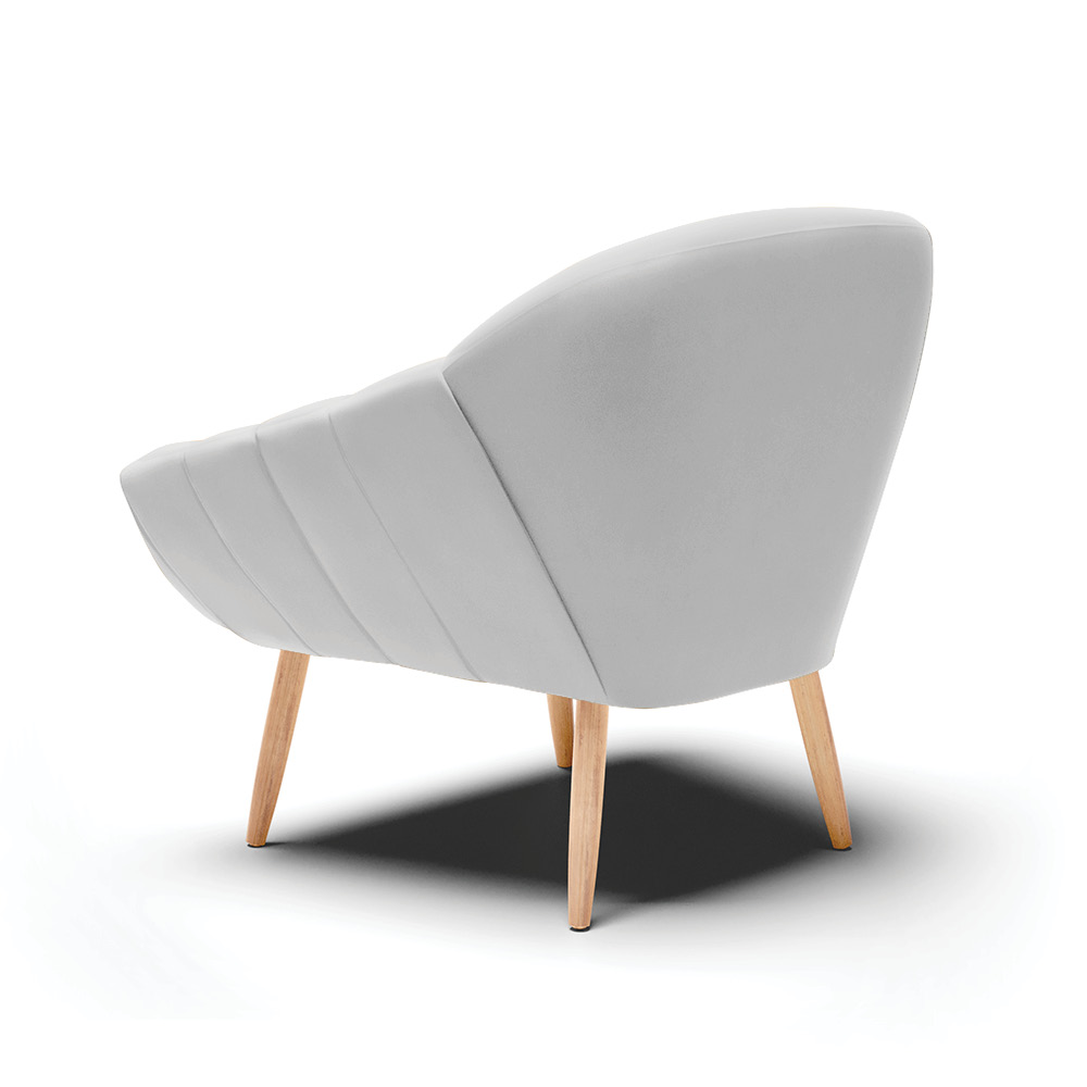 Kit 02 Poltronas Giovana Suede Cinza Pés Palito Natural - D'Rossi