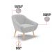 Kit 02 Poltronas Giovana Suede Cinza Pés Palito Natural - D'Rossi